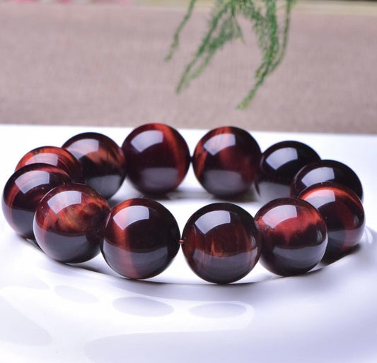 Red Tigers Eye large bead bracelets 18 mm