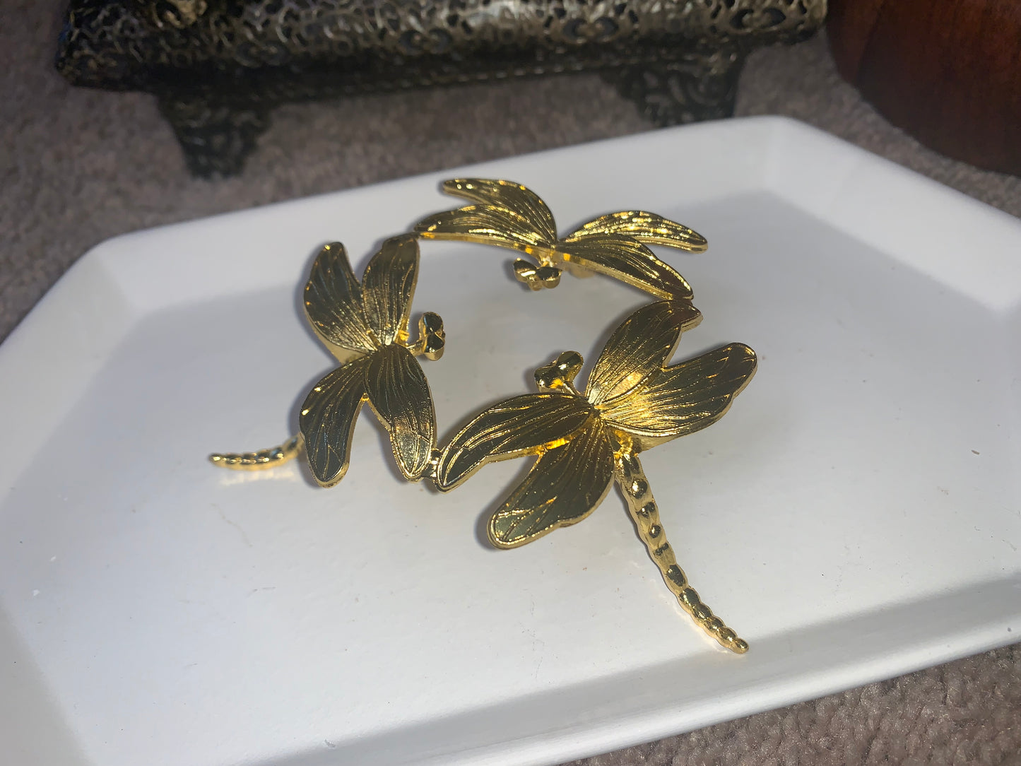 Gold Lg Dragon Fly holder