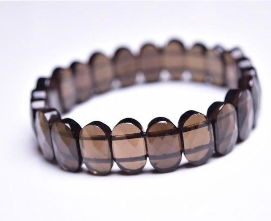 Smoky quartz oval faceted bangle